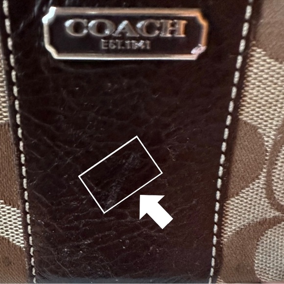 COACH Khaki/Mahogany Signature Mini Skinny Zip Wallet/Keychain - Picture 9 of 9